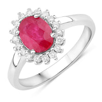 Diana M Jewels Women's Oval Natural Ruby Fashion Ring (1.64 Ct) - Classic in 14k white gold - women's jewelry