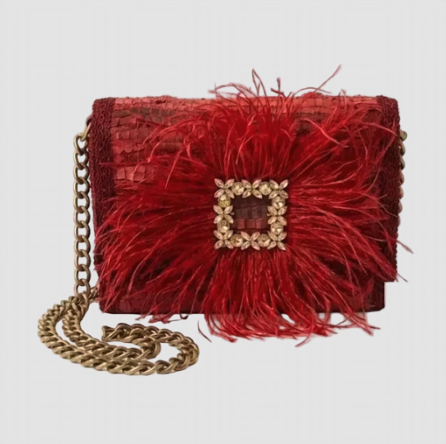 Elektra'S Workshop - Women's Ostrich Feather Mini Shoulder Bag