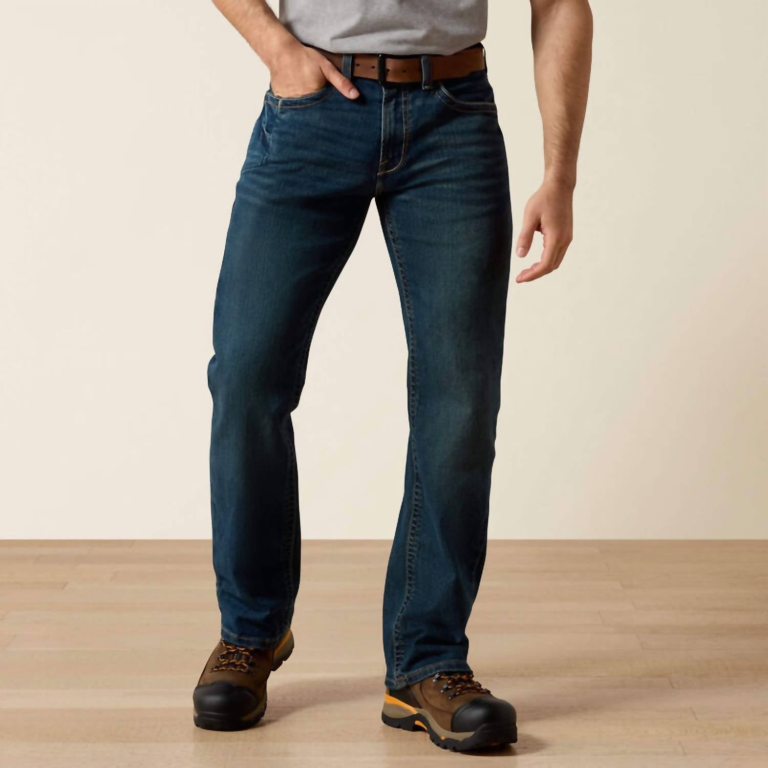 ARIAT Men's Rebar M4 Low Rise Durastretch Edge Boot Cut Jeans in bodie - men's jeans