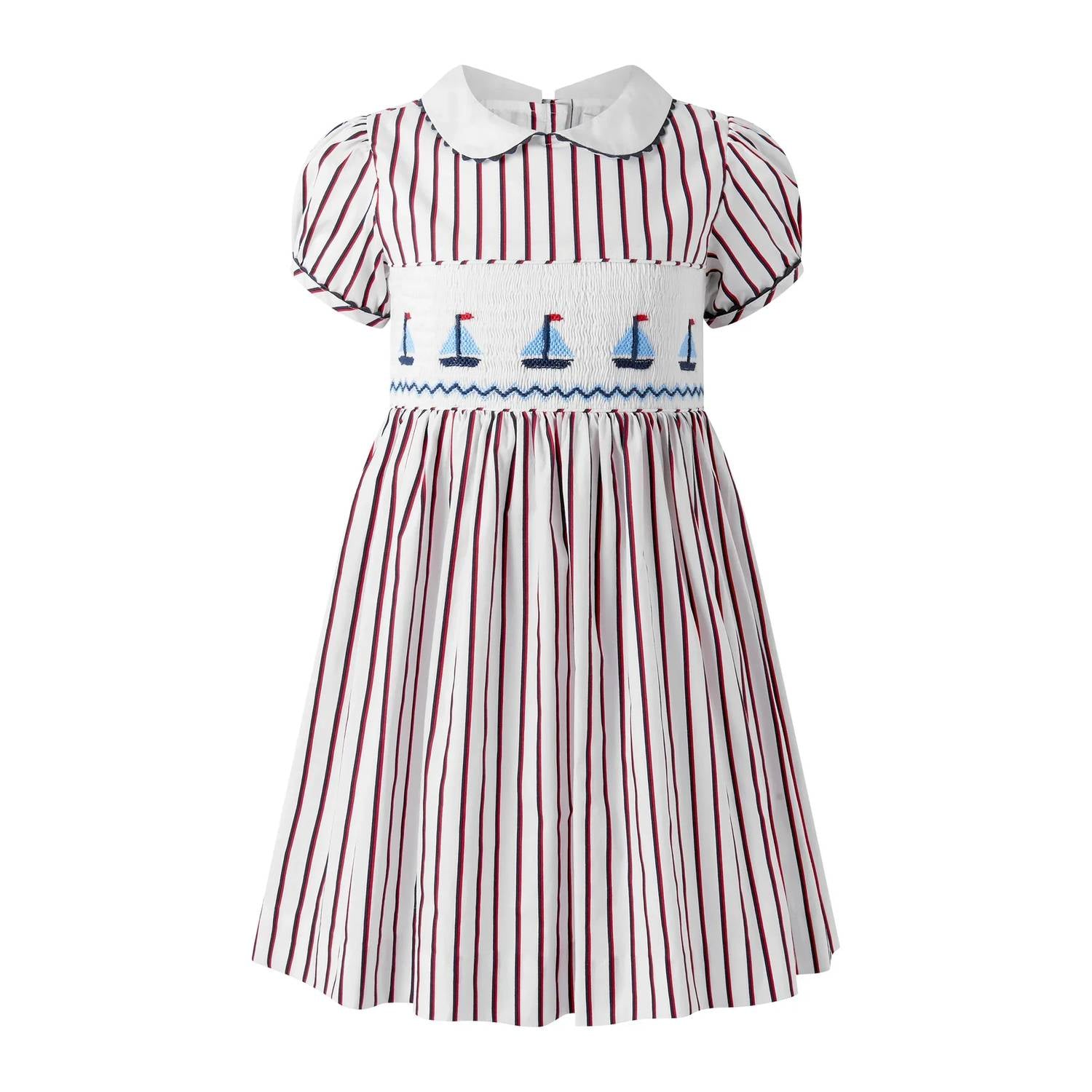 Rachel Riley - Girls' Sailboat Smocked Stripe Dress
