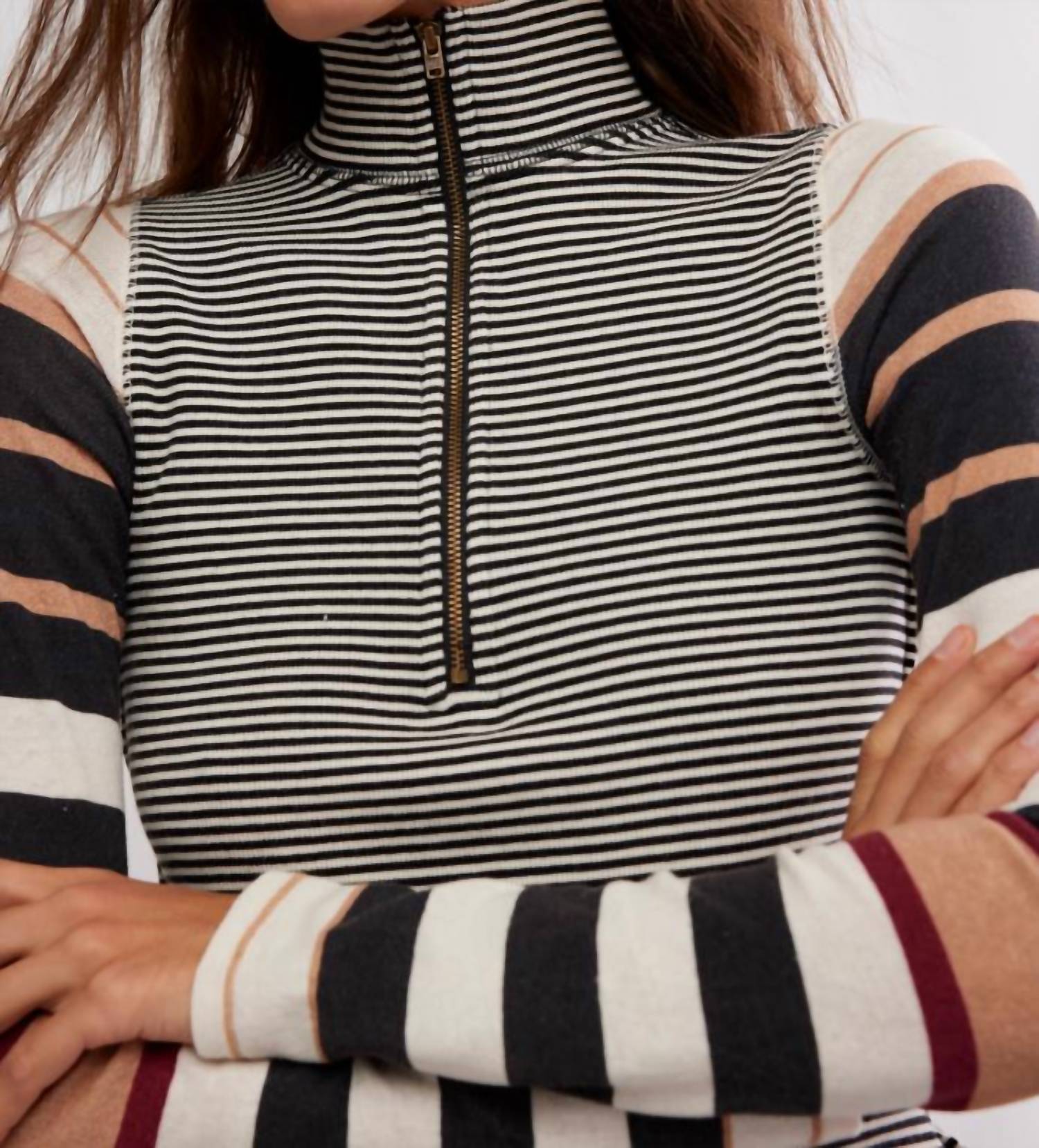 Free People - Alexandria Striped Zip Top