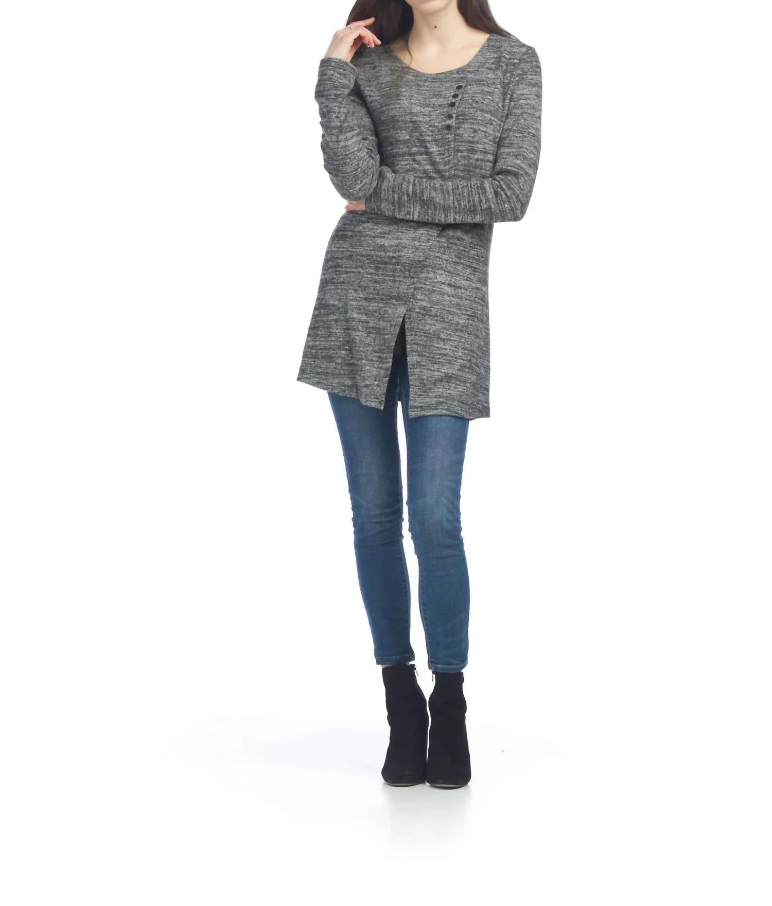 Papillon - Layered Long Sleeve Tunic With Button Detail