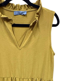Pixi + Ivy Women's Long Sleeveless Dress in mustard - women's dress - detail view