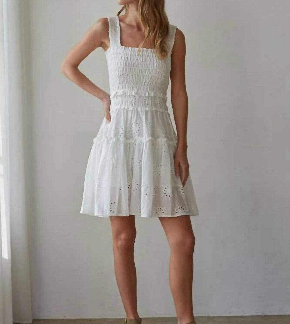 By Together - Woven Cotton Eyelet Mini Dress
