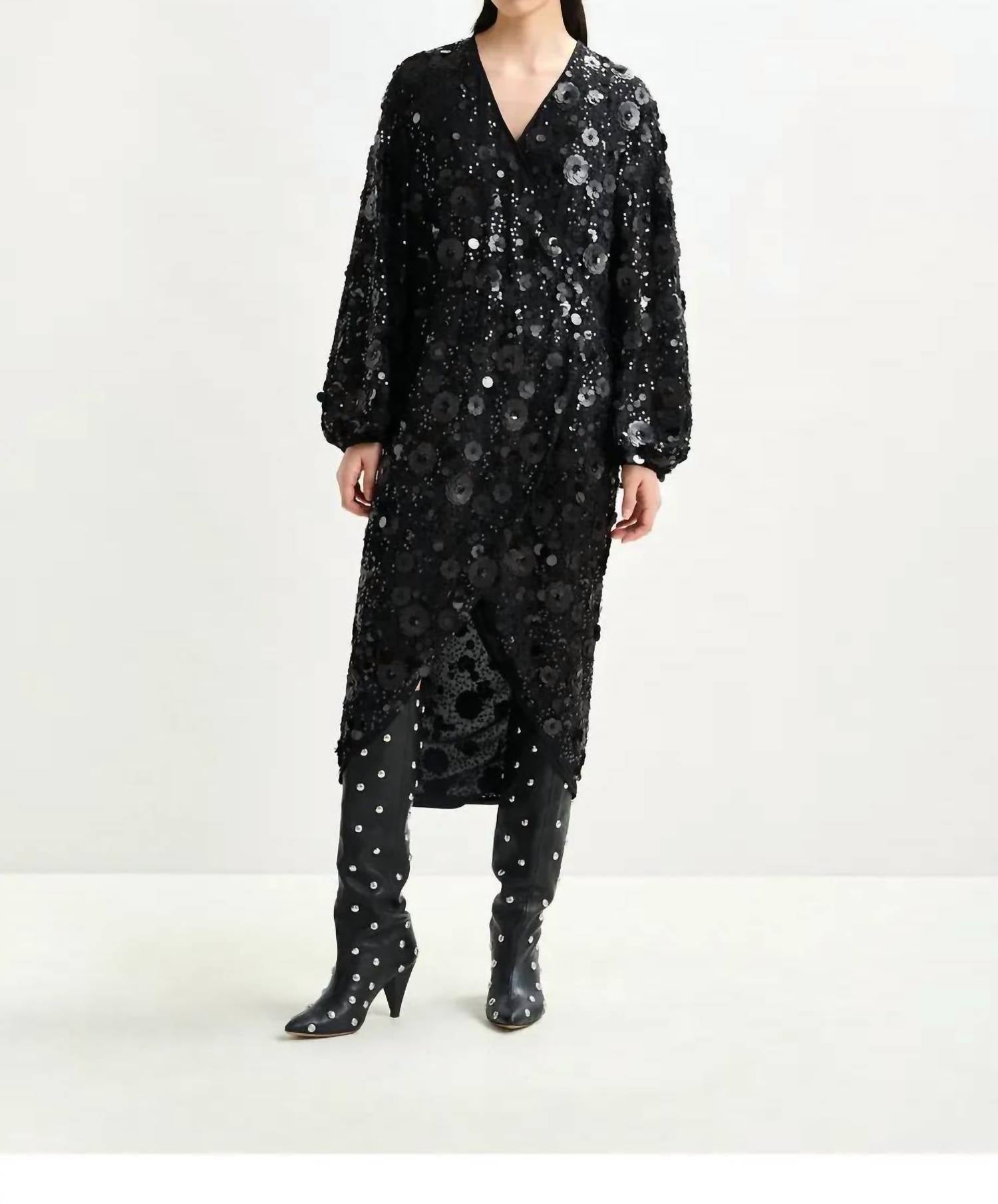 ESSENTIEL ANTWERP Ishine Midi Dress in black - women's dress