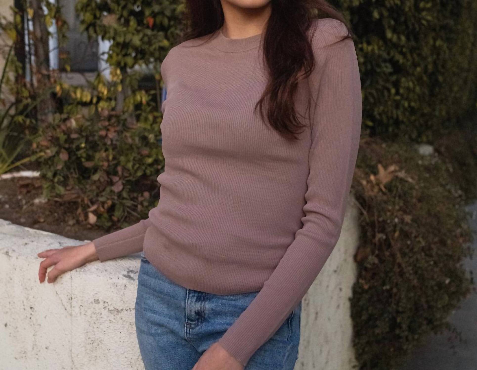 Miou Muse - Alba Ribbed Long Sleeve Basic Top