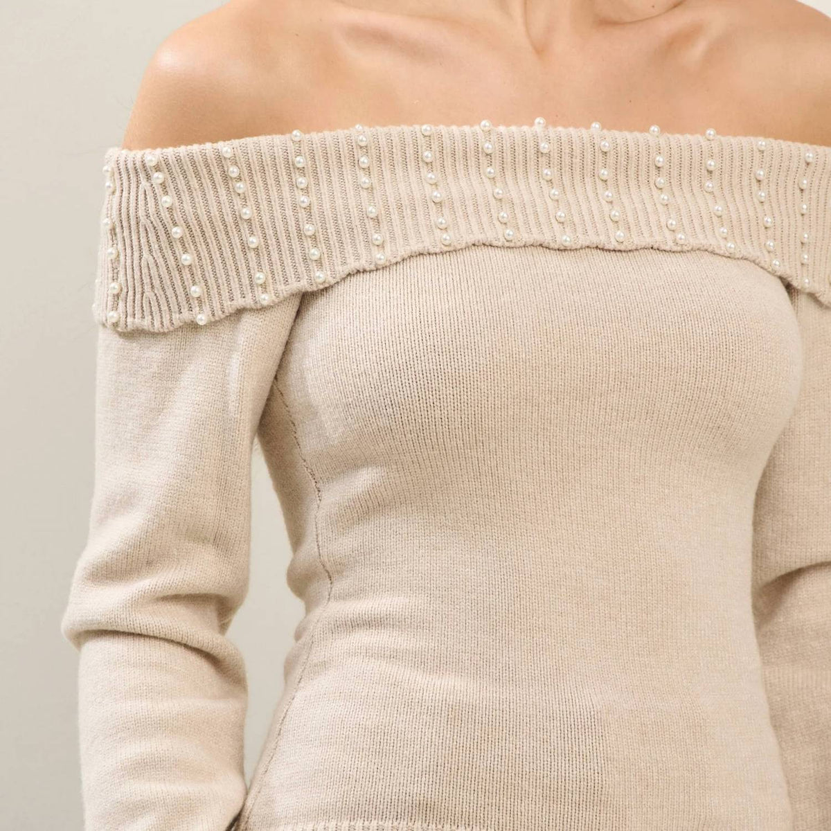 Able - Knit Off Shoulder Long Sleeve Sweater