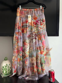 Johnny Was - Women's Lace Overlay Flowers Skirt