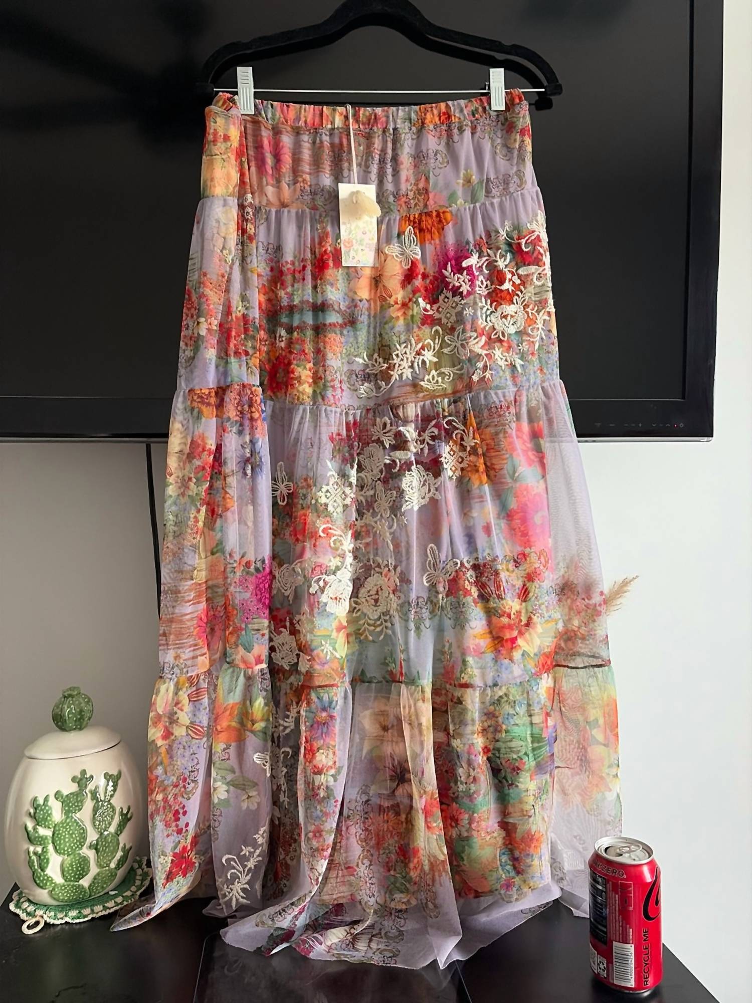 Johnny Was - Women's Lace Overlay Flowers Skirt