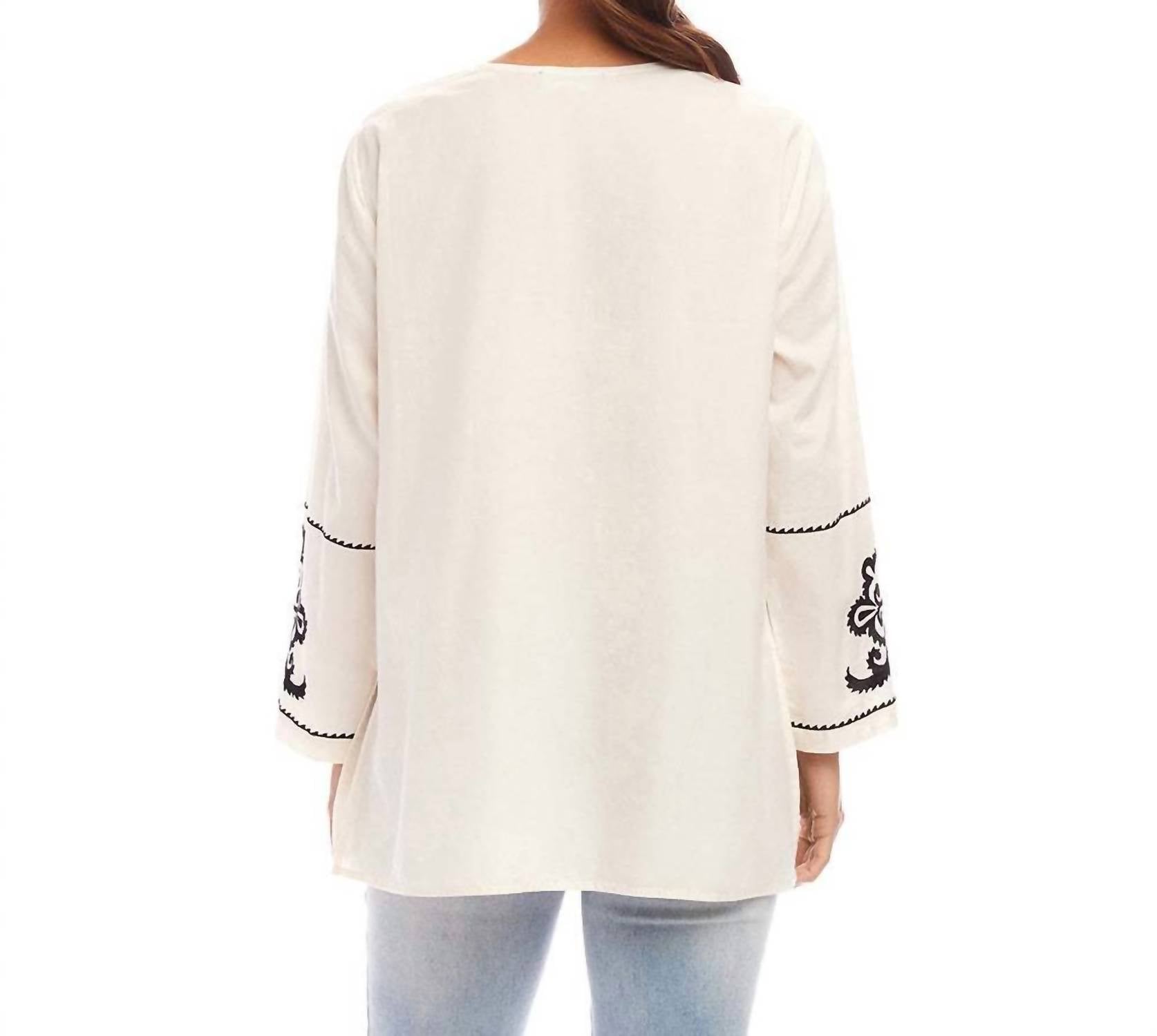 Karen Kane - Three-quarter Sleeve Embroidered Tunic