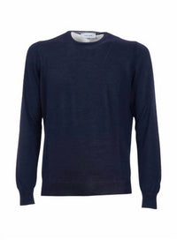 Gran Sasso Men's Classic Crew Neck Shirt in blue - men's long sleeve top