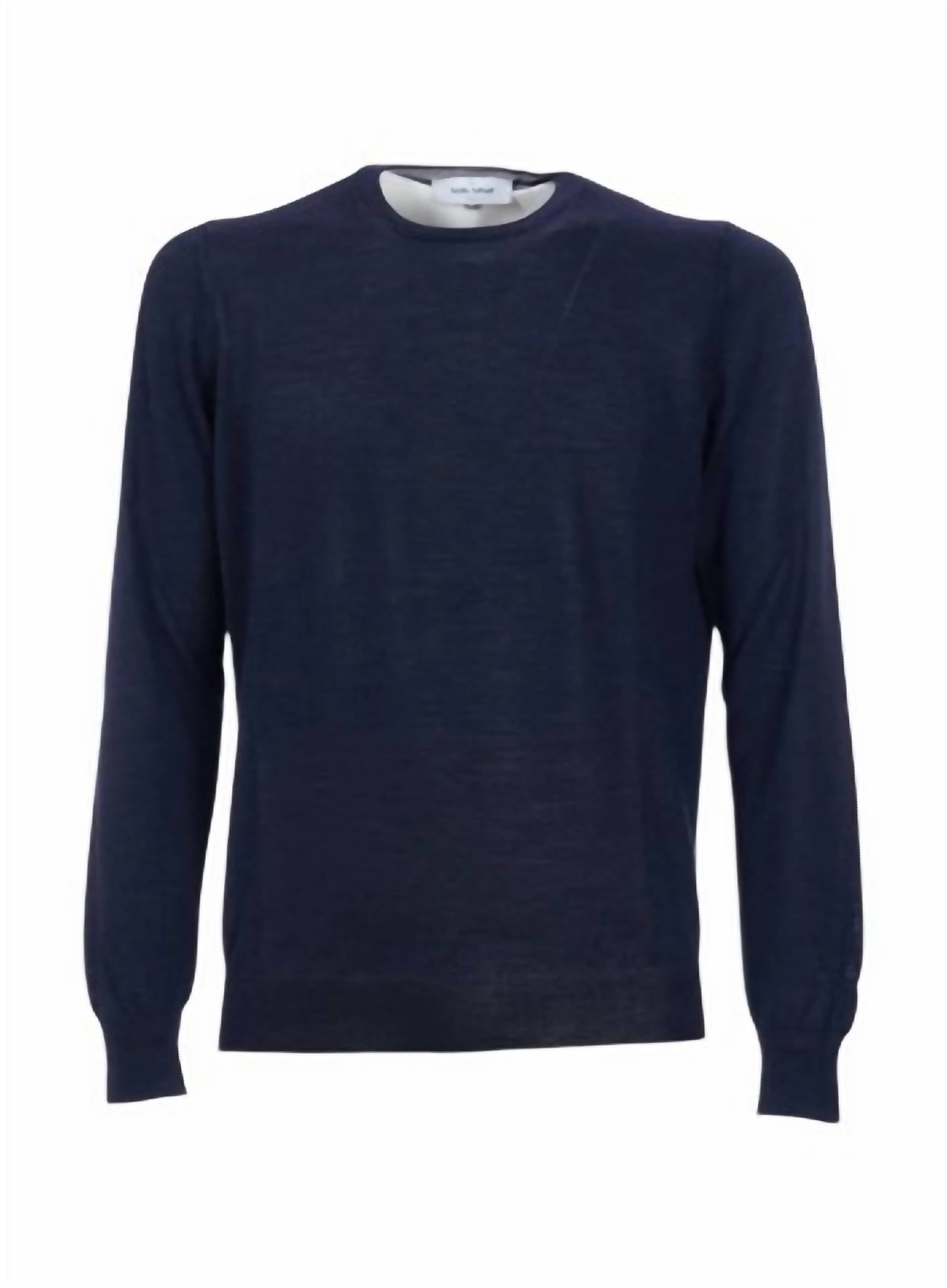 Gran Sasso Men's Classic Crew Neck Shirt in blue - men's long sleeve top