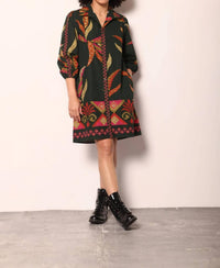 maude vivante Ava Mini Dress in forest stitch - women's dress