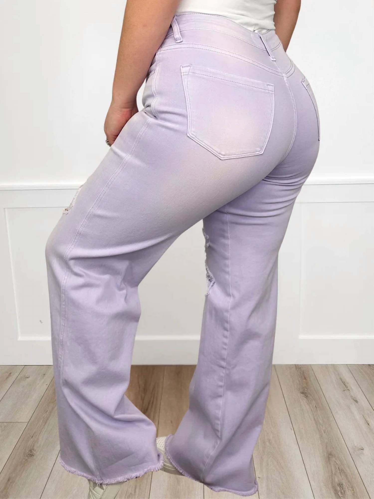 Blakeley - Ensley Distressed High-rise Fray Hem Wide Leg Jeans