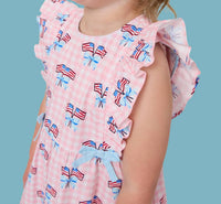 Rufflebutts - Girl's Patriotic Gingham Pinafore Dress