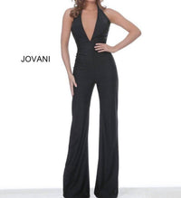 Jovani - Halter Neckline Backless Jumpsuit