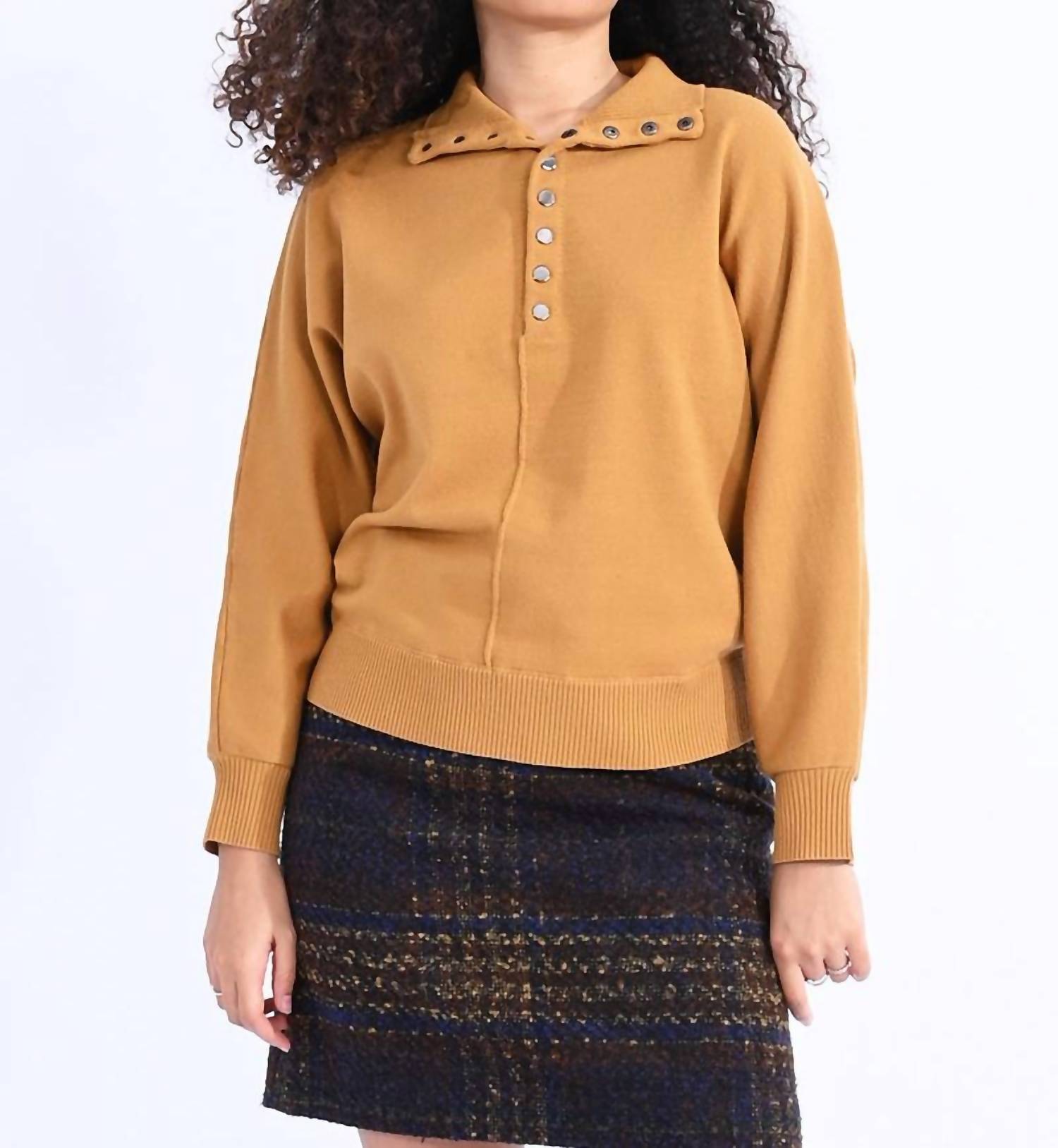 High Neck Buttoned Sweater