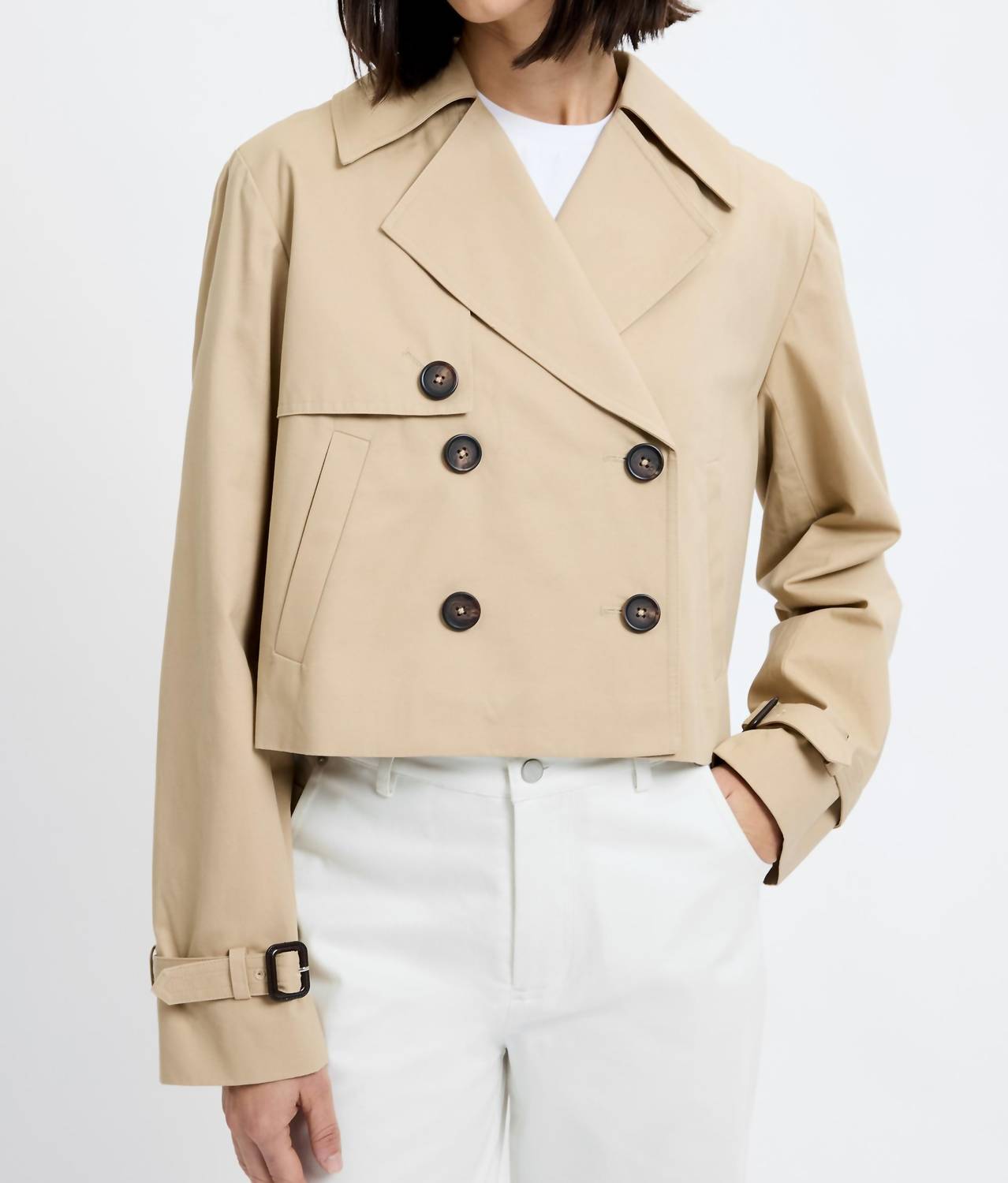 French Connection - Cropped Twill Trench Coat