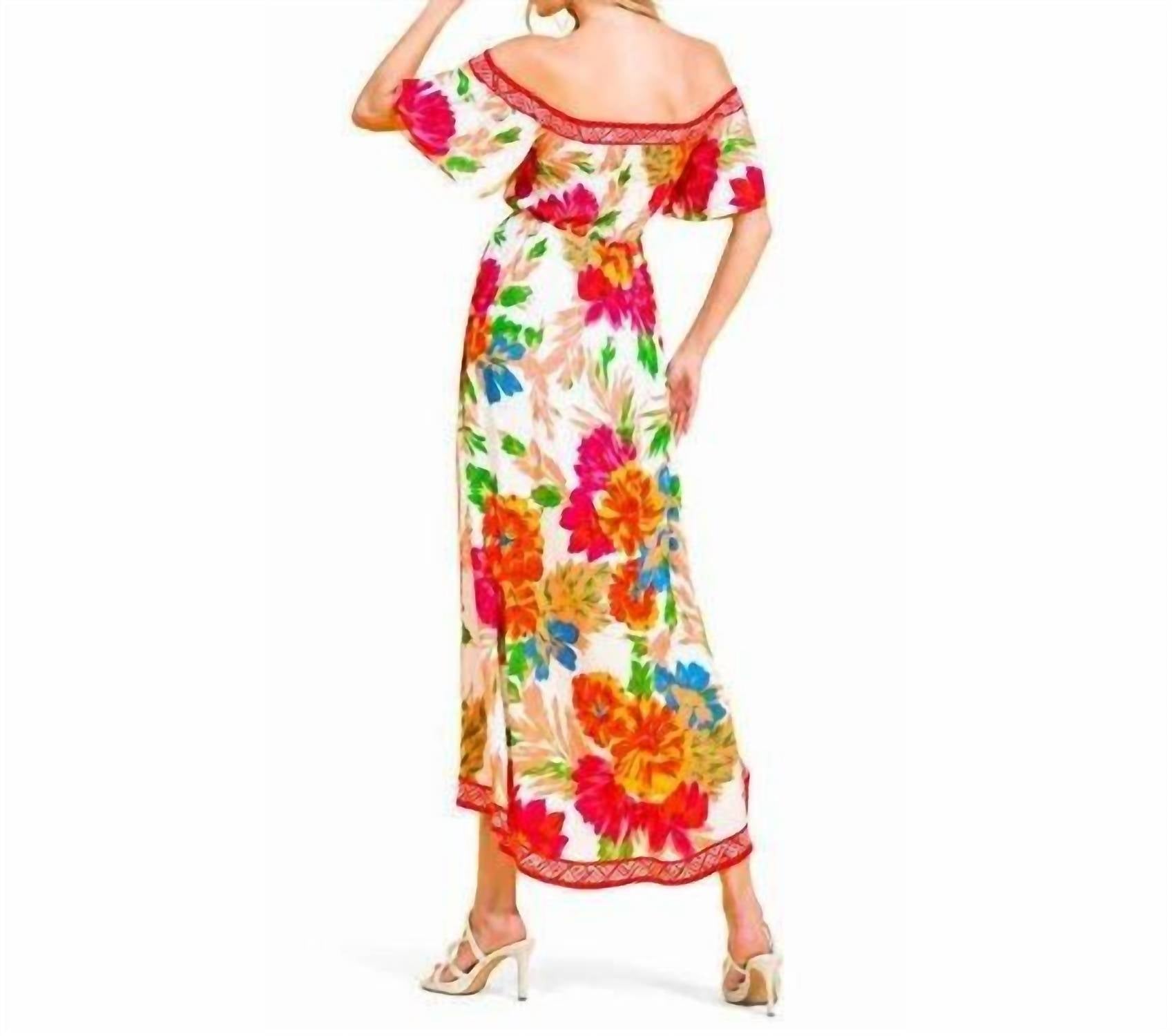 Flying Tomato - Floral Off Shoulder Hi-lo Maxi Dress