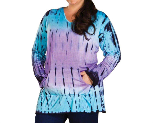 On The Plus Side - Cala Tie-Dye Hooded Top - Plus