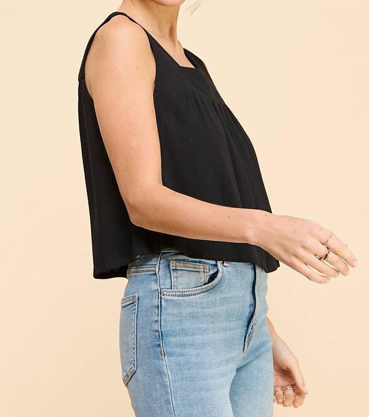 Allie Rose - Kenzie Square Neckline Gathered Tank Top