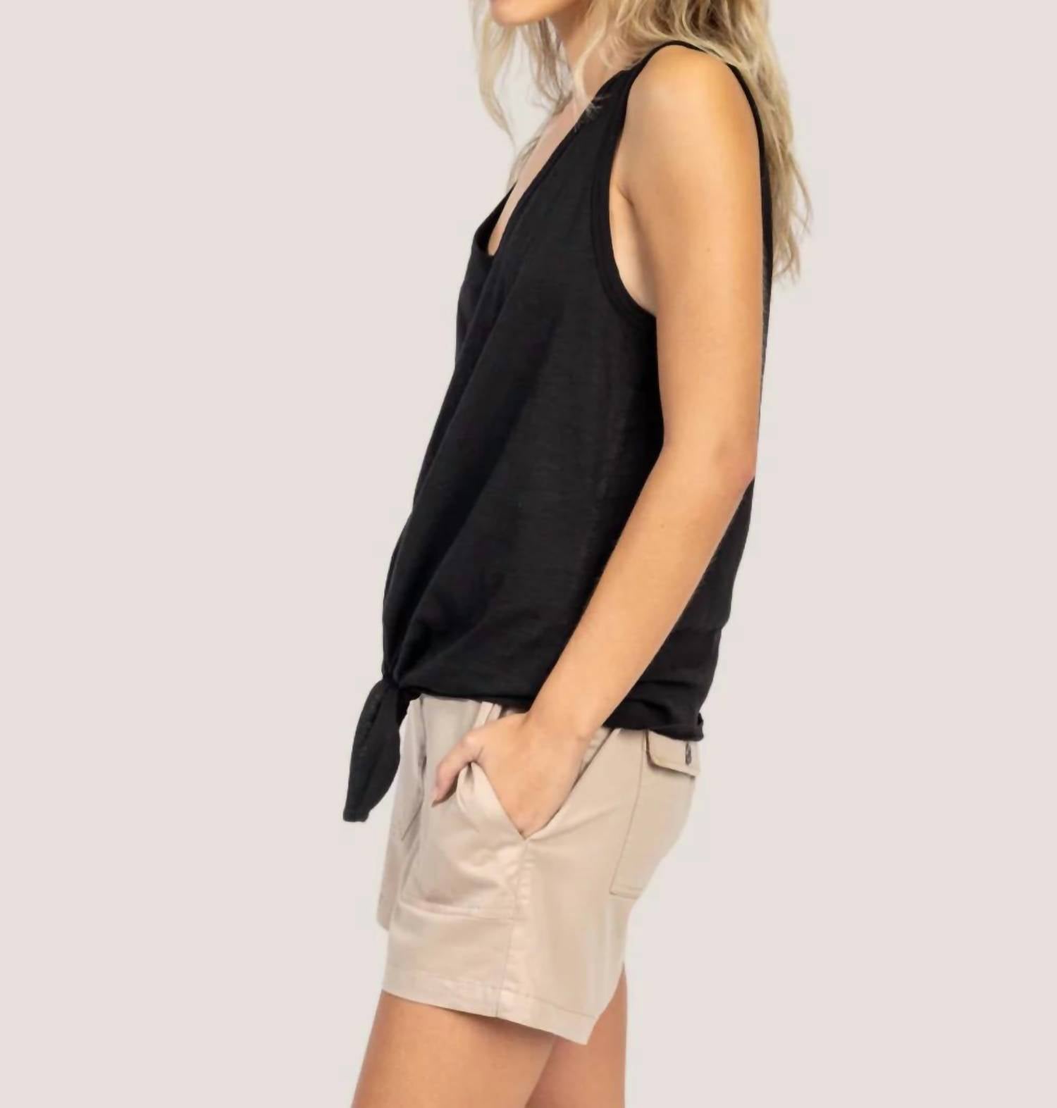 Dylan - Deep V Sleeveless Tie Top