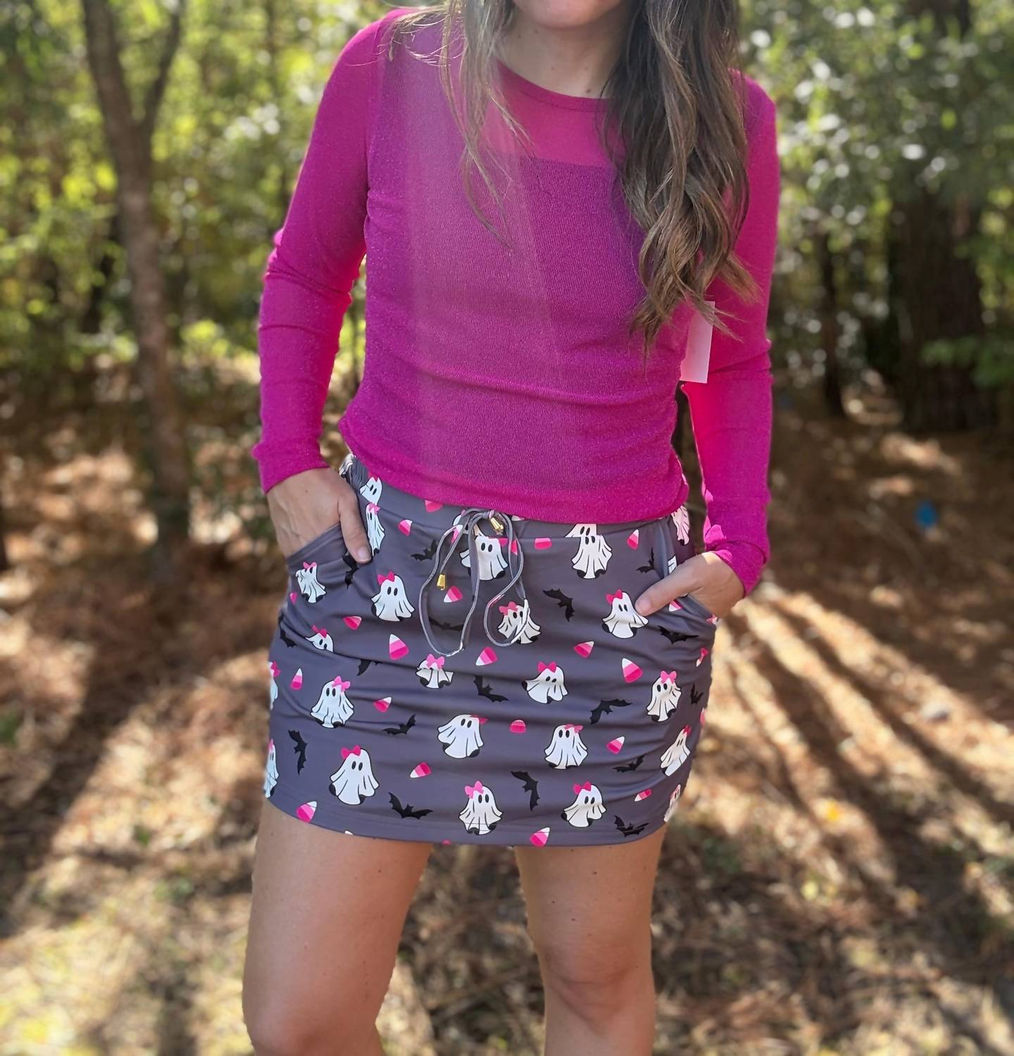 Jess Lea Pink-a-boo Gigi Skort in gray - women's shorts - alternate view