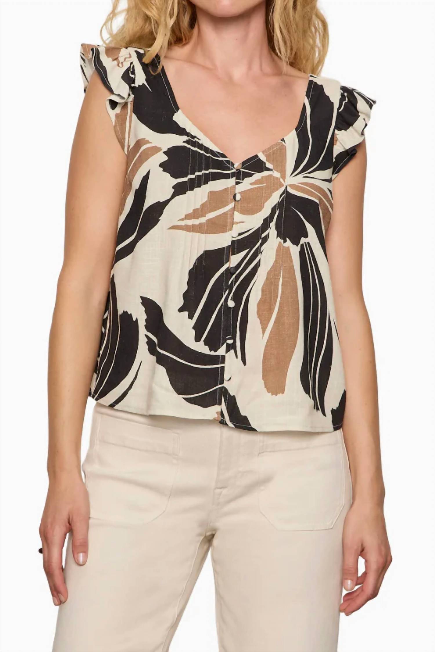 Sanctuary - Within Time Button Linen Shell Top