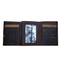 Hooey - Men's Strap Roughy Laser Cut Hands Up Leather Trifold Wallet With Aztec Inlay