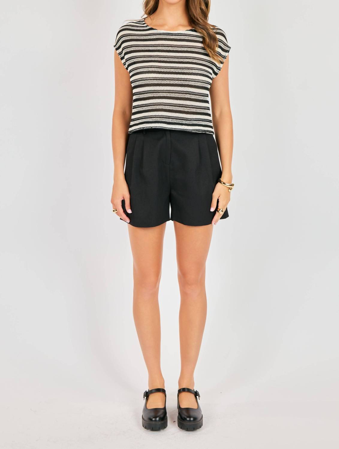 Sadie & Sage Moonlit Path Top in black stripe - women's blouse - view 4
