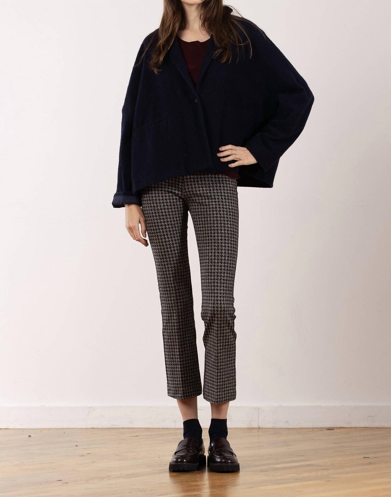 Avenue Montaigne Leo Flare Cut Pants in pepita - women's pants