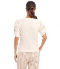Karen Kane - Ribbed Twist Sleeve V-Neck Top