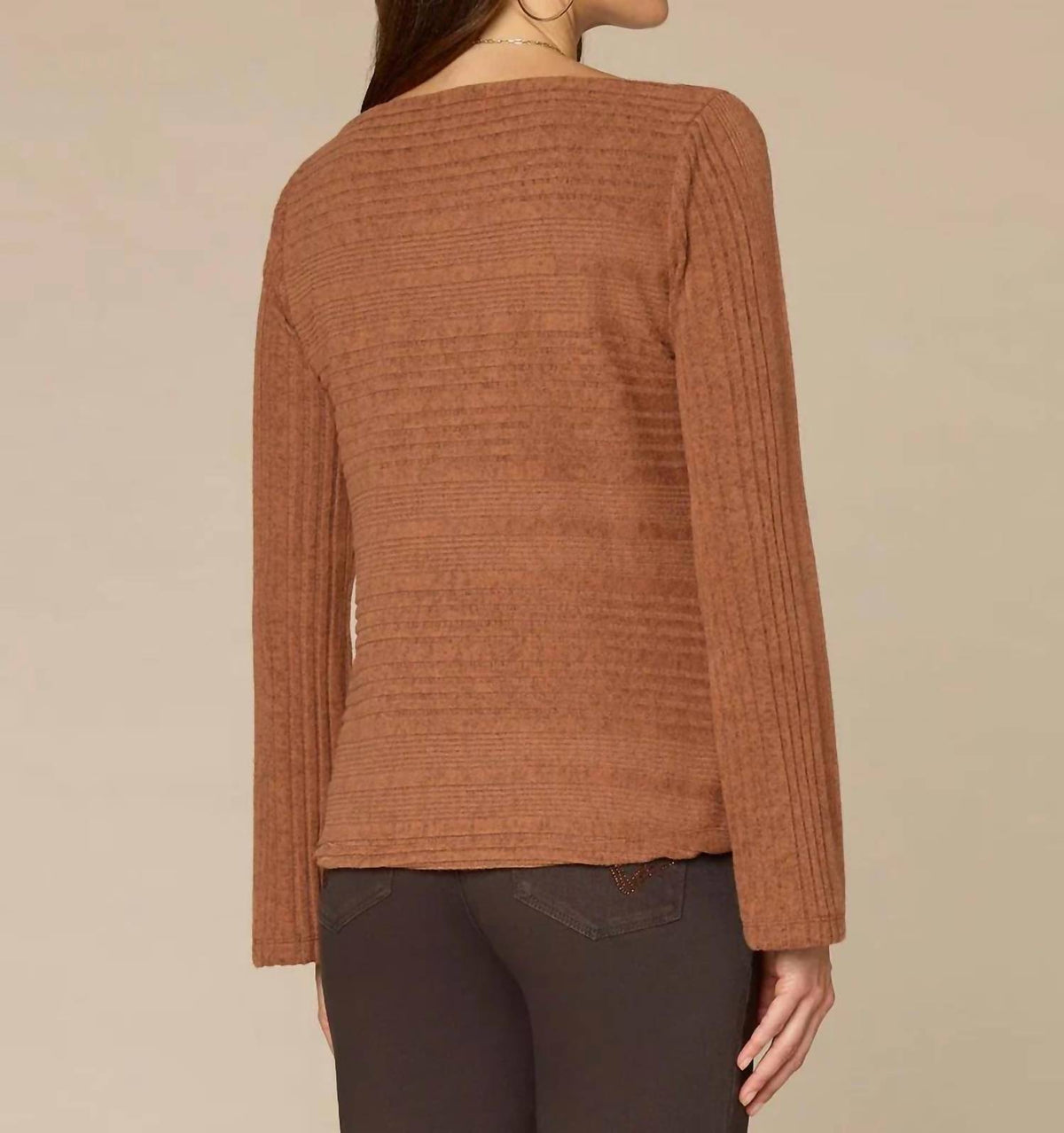 Democracy - Women's Drapey Boat Neck Long Sleeve Knit Top