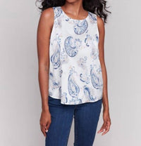 Charlie B - Sleeveless Print Keyhole Top