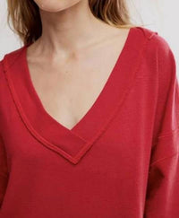 Free People Staycation Pullover Sweatshirt in deep cherry - women's top - view 4