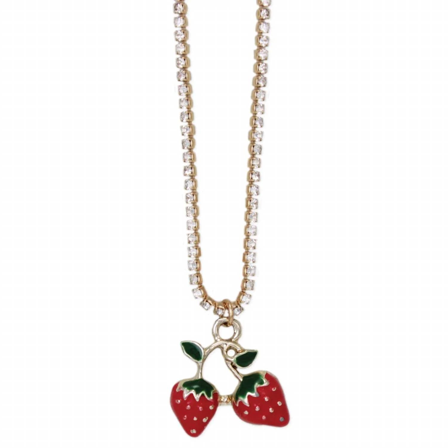Zad - Women's Strawberry Crystal Charm Necklace