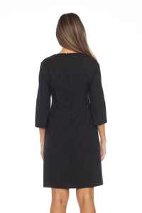 Joseph Ribkoff - Lace-up Three Quarter Sleeves A-line Dress