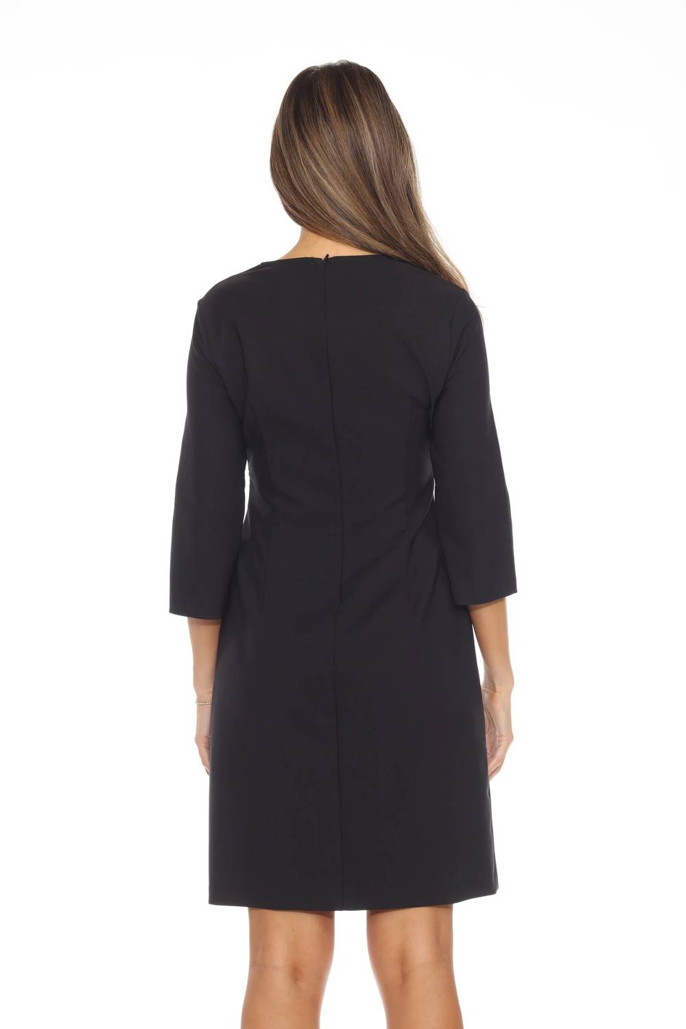 Joseph Ribkoff - Lace-up Three Quarter Sleeves A-line Dress