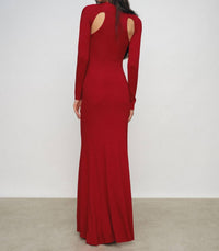 Reiss Vivienne Cut Out Knitted Dress in red - women's dress - detail view