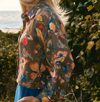 HUNTER BELL Clarke Button Down Shirt in olive floral - women's shirt - view 5