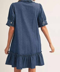 Jodifl - Ruffles And Denim Mini Dress