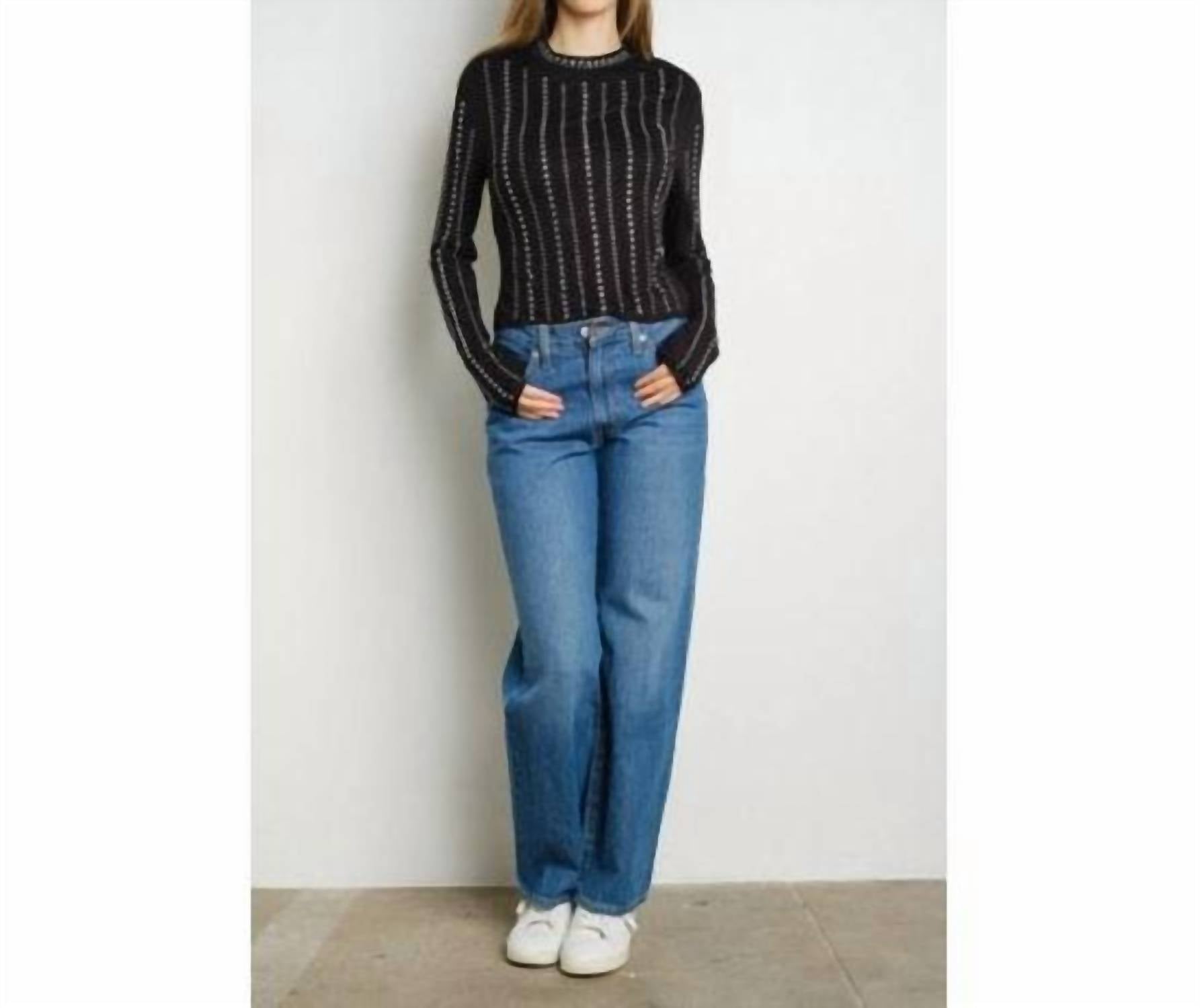 Kiwi - Embellished Mock Neck Long Sleeve Top