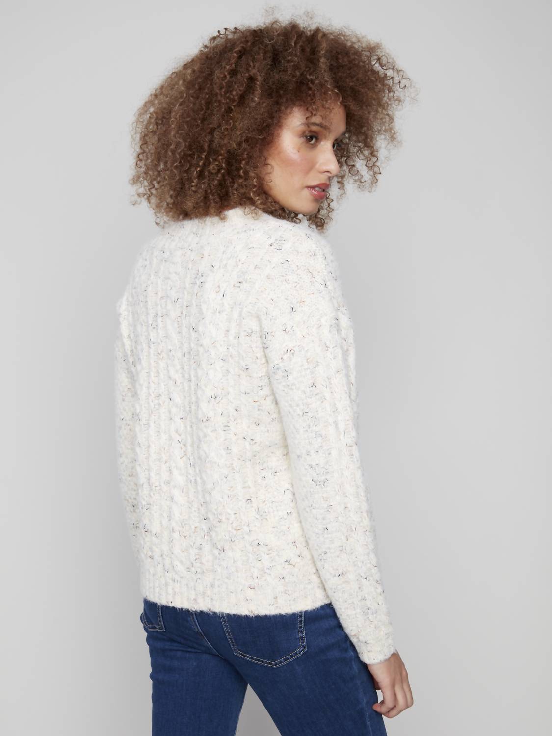 Charlie B - Notch Neck Yarn Knit Sweater