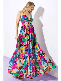 Flying Tomato - Abstract Print Maxi Dress