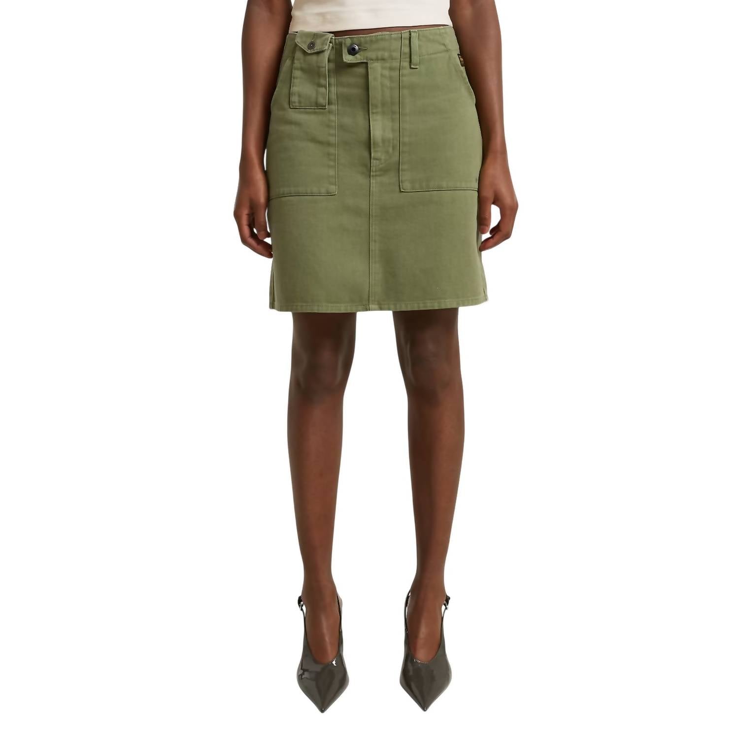 G-Star Short Cargo Denim Patch-pocket Mini Skirt in green - women's skirt