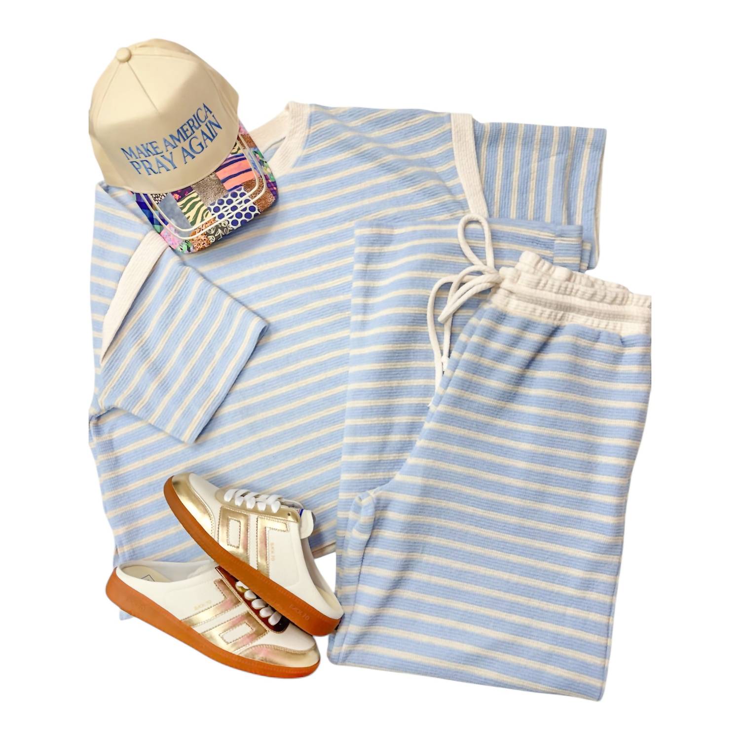 Tres Bien - Cloudy Striped Short Sleeves Top