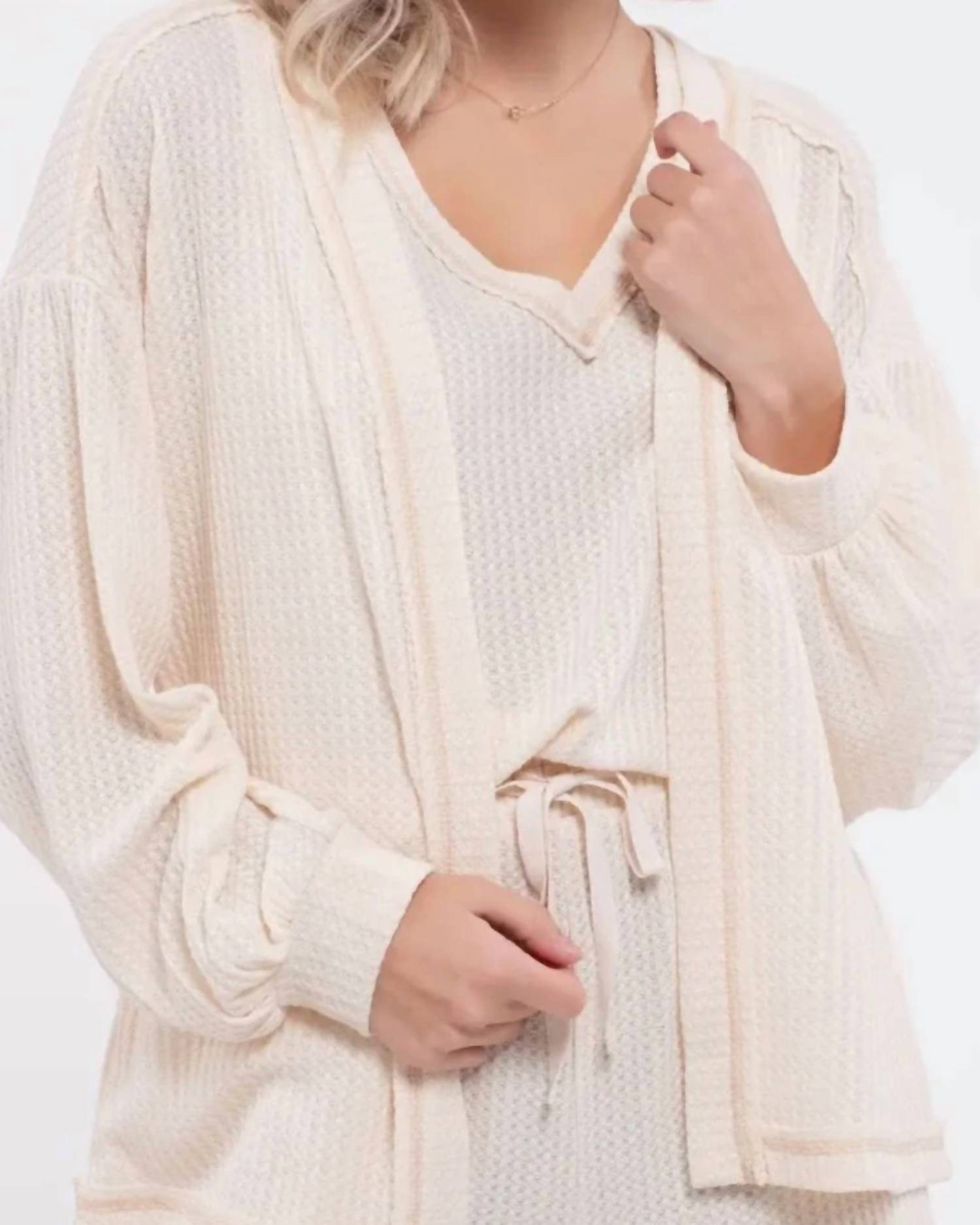 Blu Pepper - Reverse Stitched Open Front Cardigan