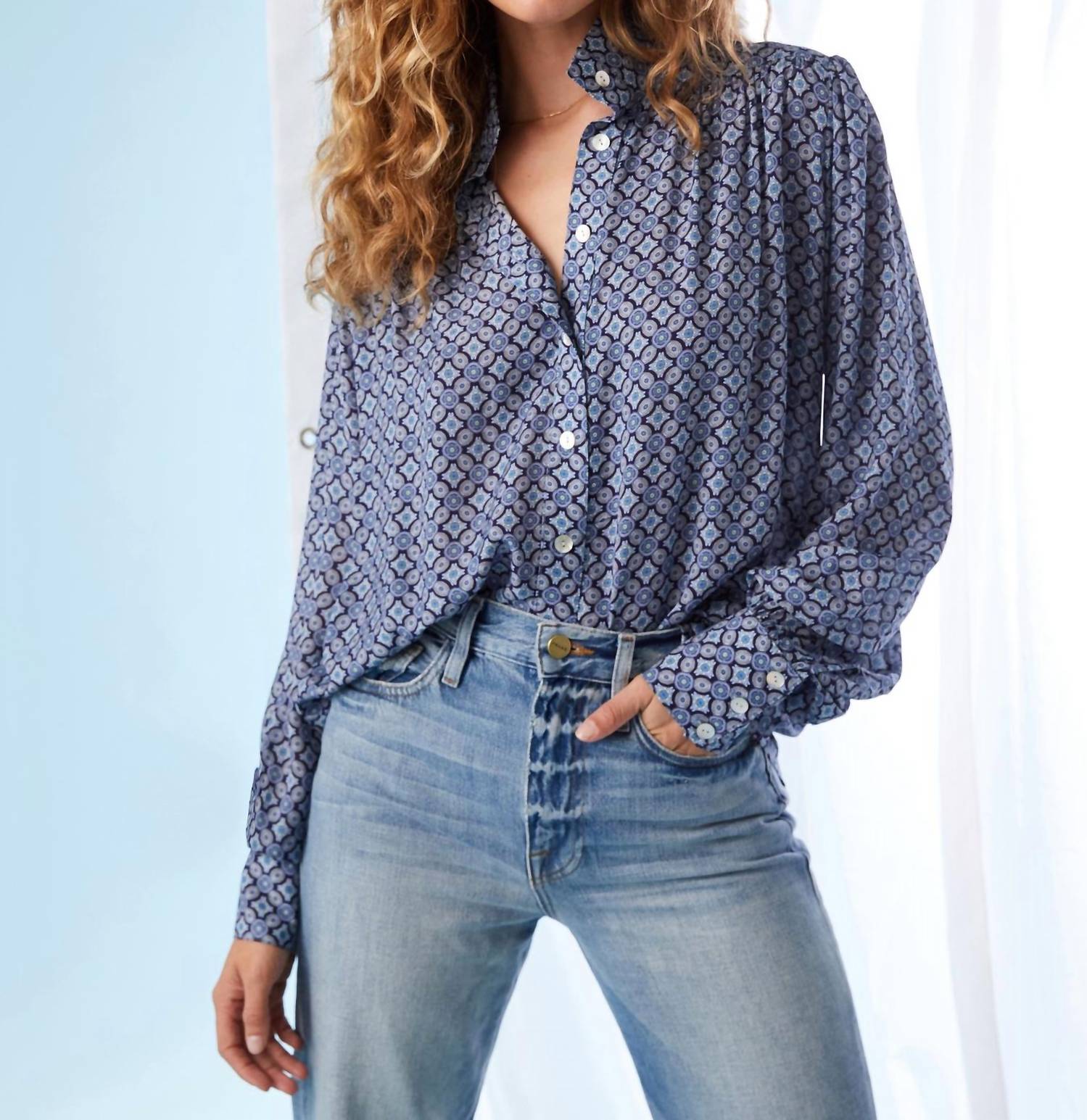 Fifteen Twenty - Shirred Button Up Shirt