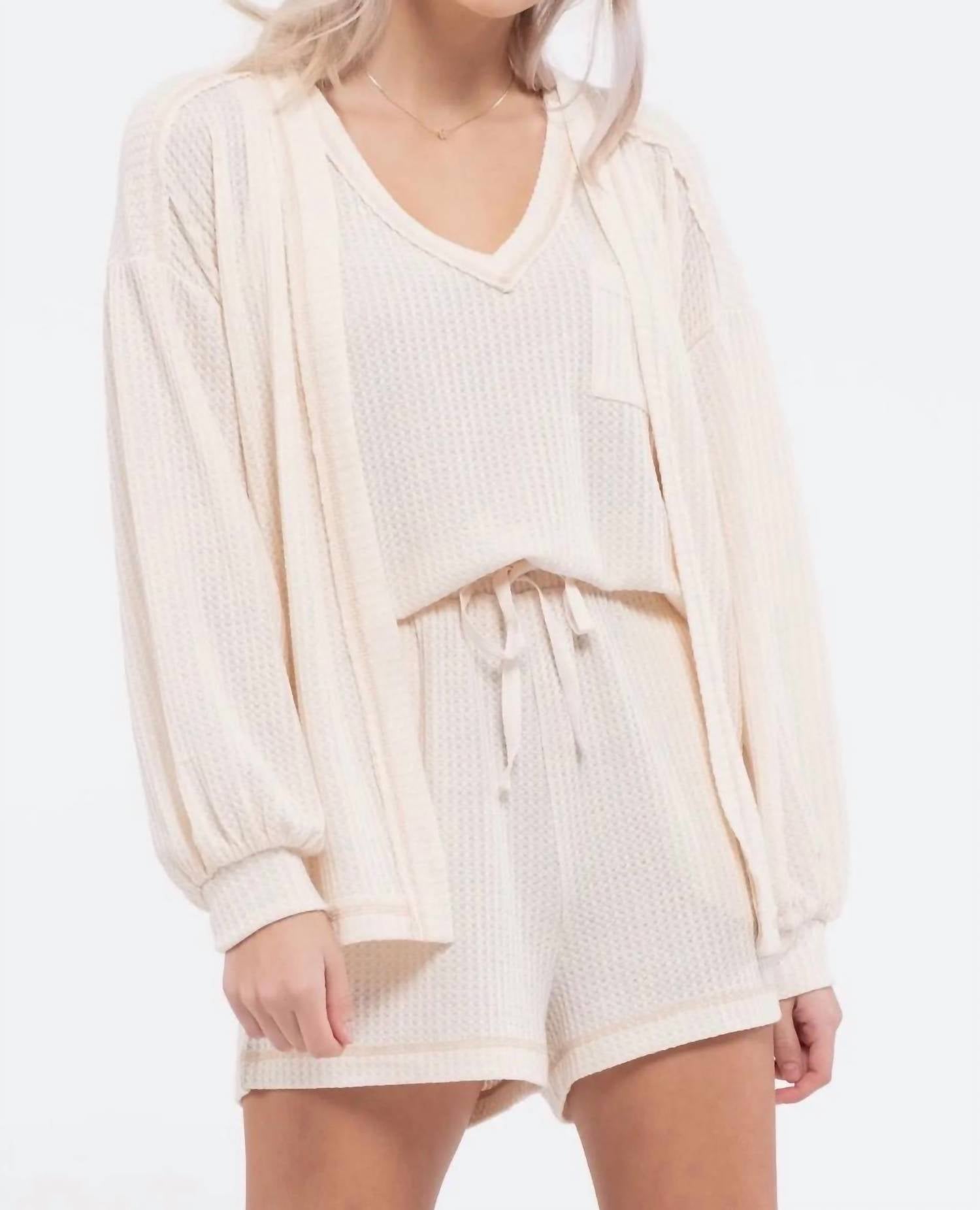 Blu Pepper - Reverse Stitched Open Front Cardigan