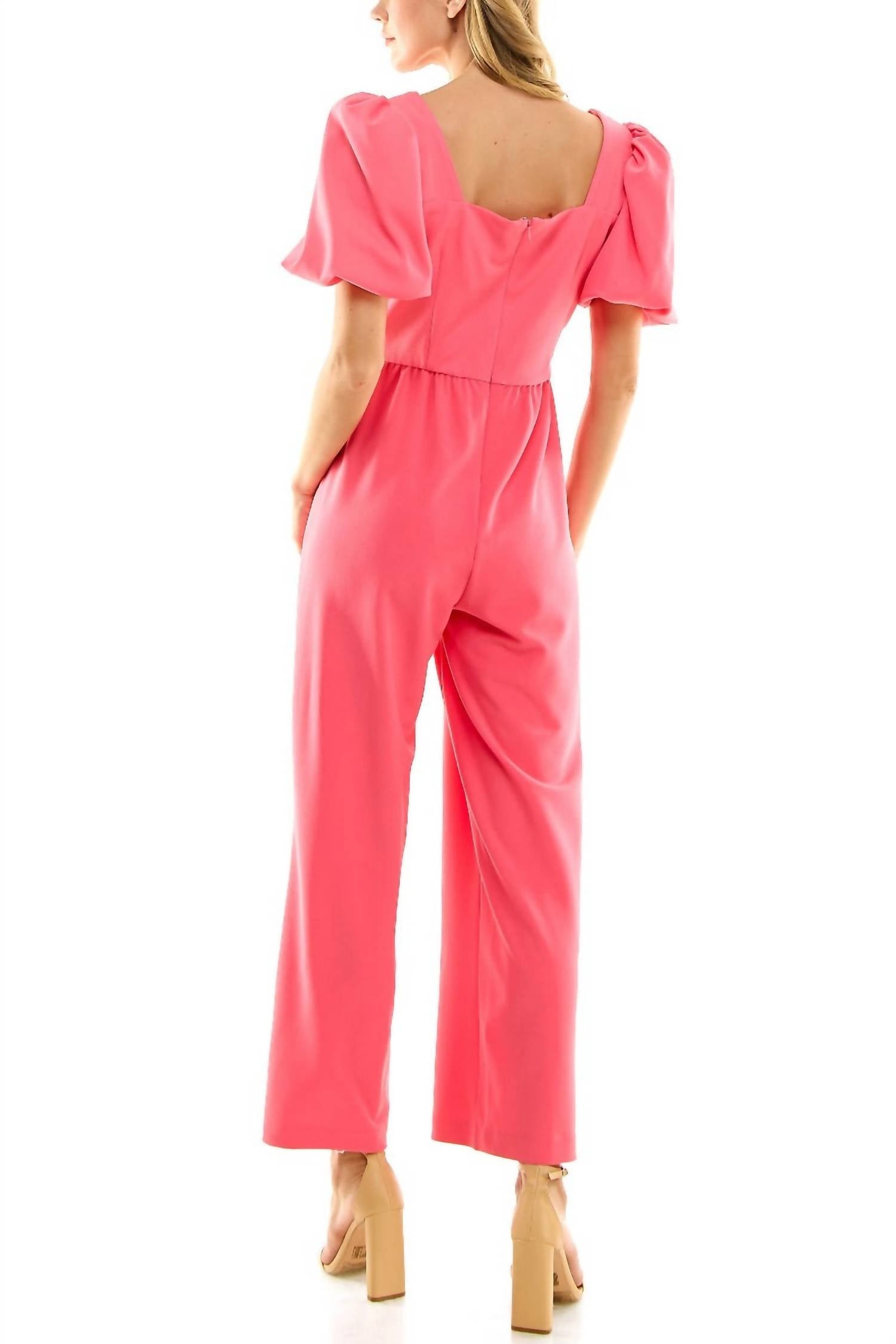 Nicole Miller - Women's Solid Scuba Crepe Jumpsuit